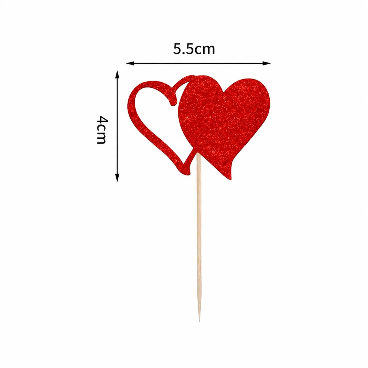 CupCake Topper Cœur Rouge Résistant