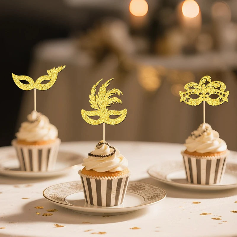 CupCake Topper Masques Dorés Chic