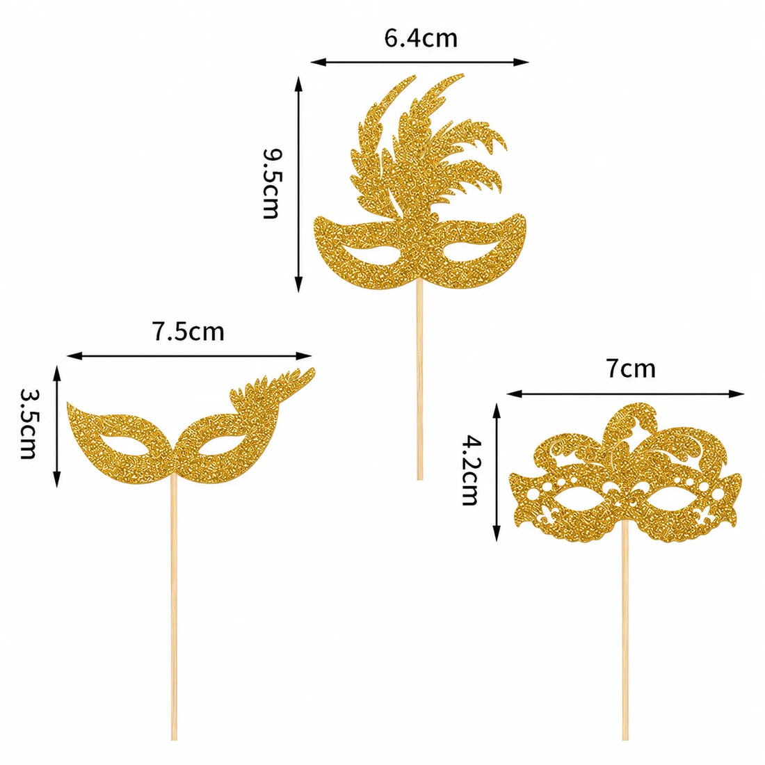 CupCake Topper Masques Dorés Durable