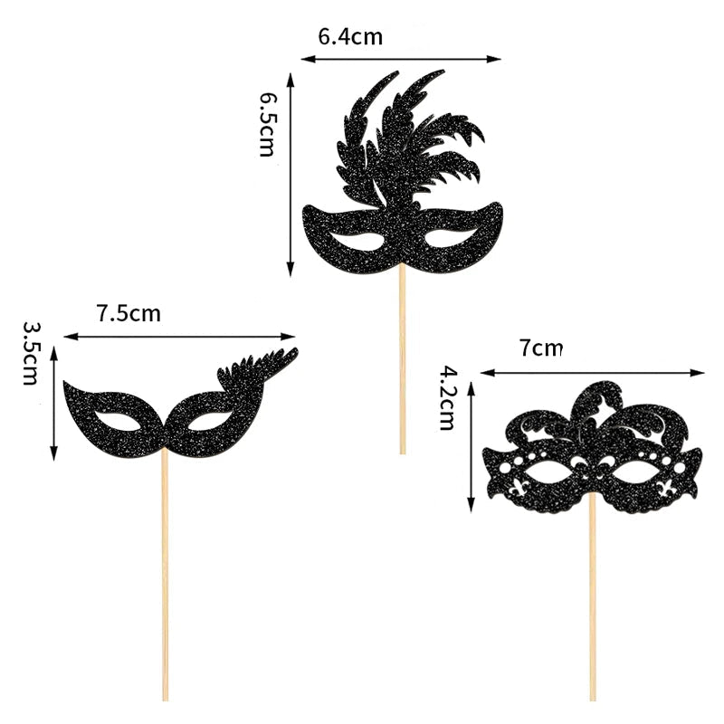 CupCake Topper Masques Noirs Chic