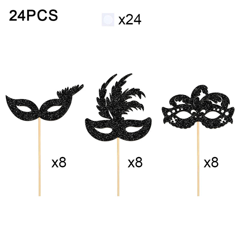 CupCake Topper Masques Noirs Résistant
