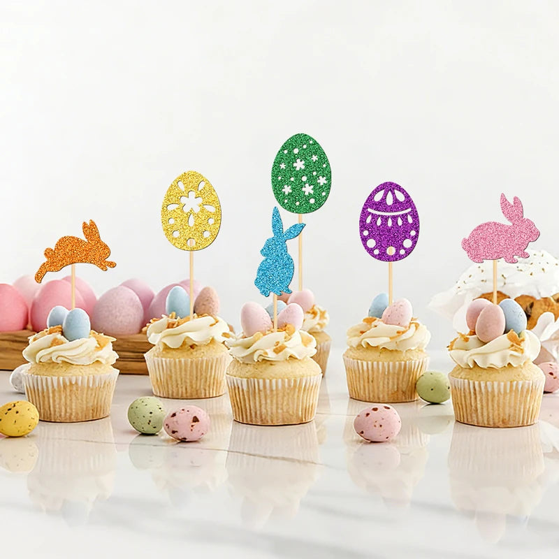 Cupcake Topper Pailleté Pâques Unique