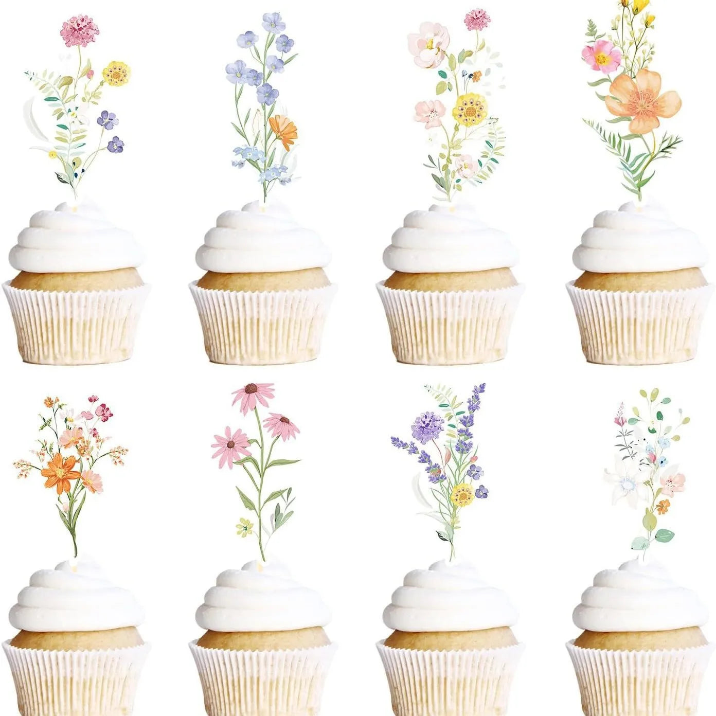 Cupcake Toppers Fleurs Sauvages Chic
