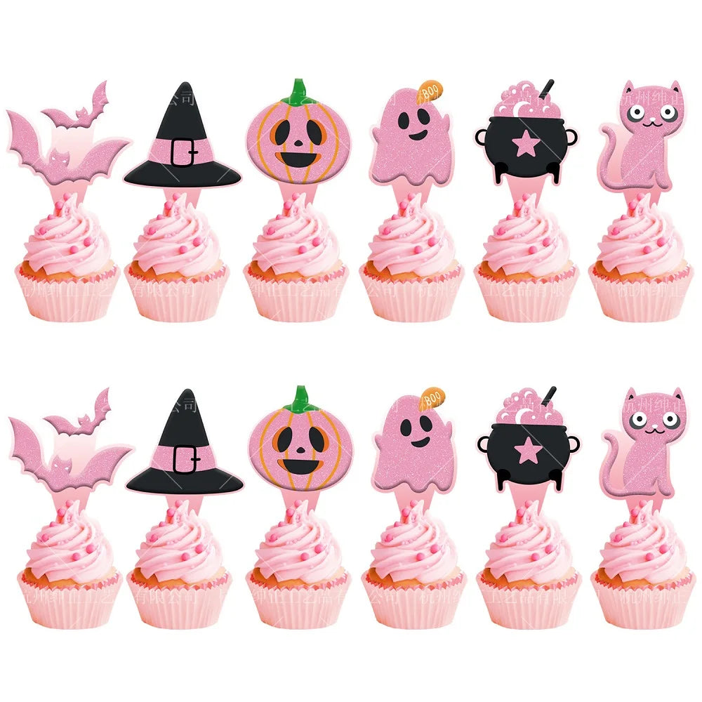 Cupcake Toppers Rose et Noir Chic