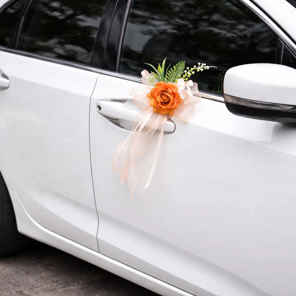 Déco Florale Orange Design Voiture Unique