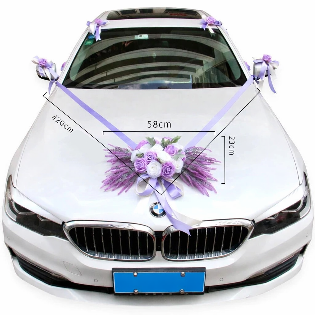 Déco Florale Violette pour Voiture Mariage Unique