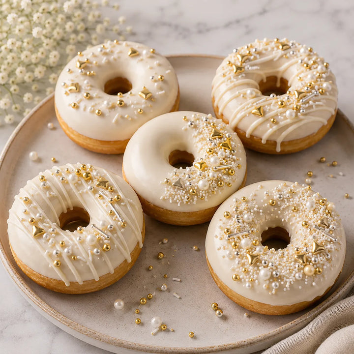 Déco Gâteau Comestible Doré et Blanc 
