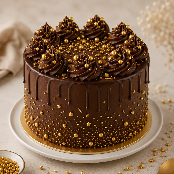 Déco Gâteau Doré à Etoiles 