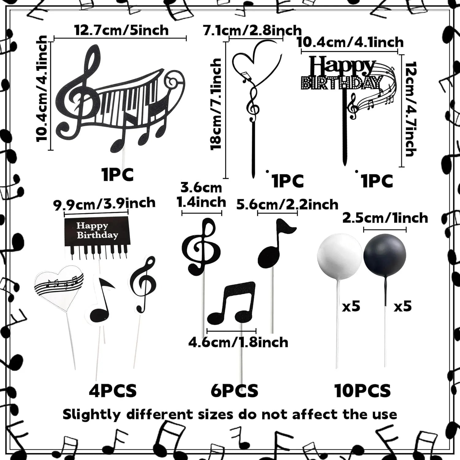 Déco Gâteau Noir Thème Musique