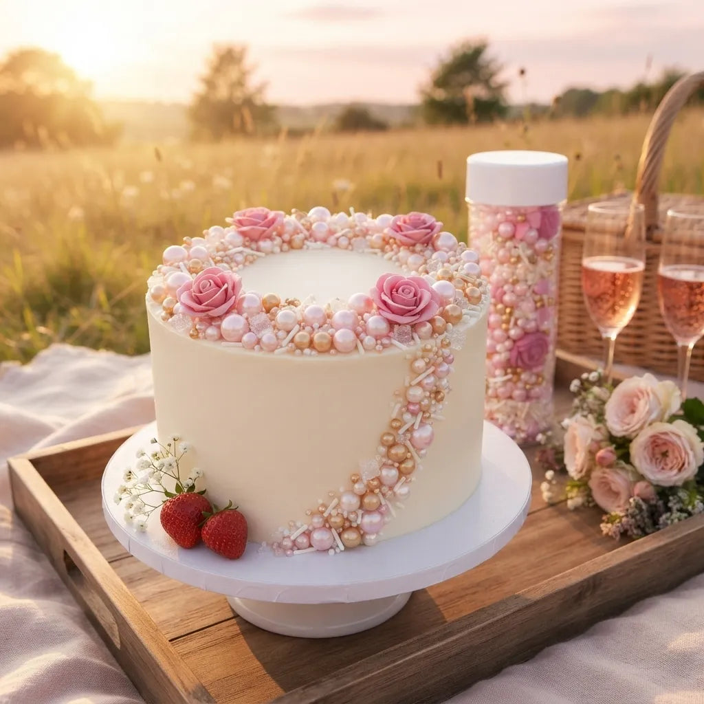 Déco Gâteau Romantique en Sucre Délicieux