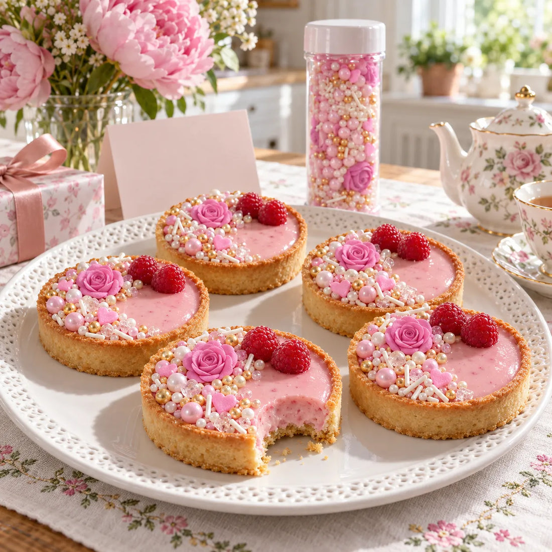 Déco Gâteau Romantique en Sucre Design