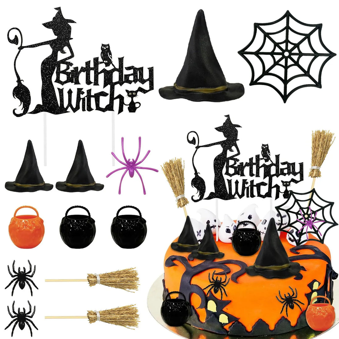 Déco Gâteau Thème Sorcière Halloween Chic