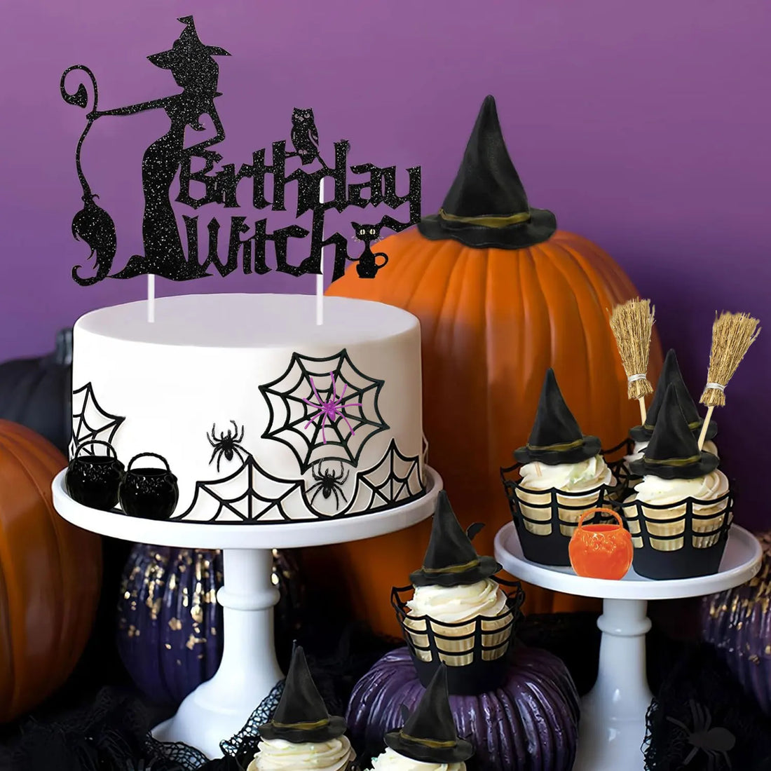 Déco Gâteau Thème Sorcière Halloween Durable