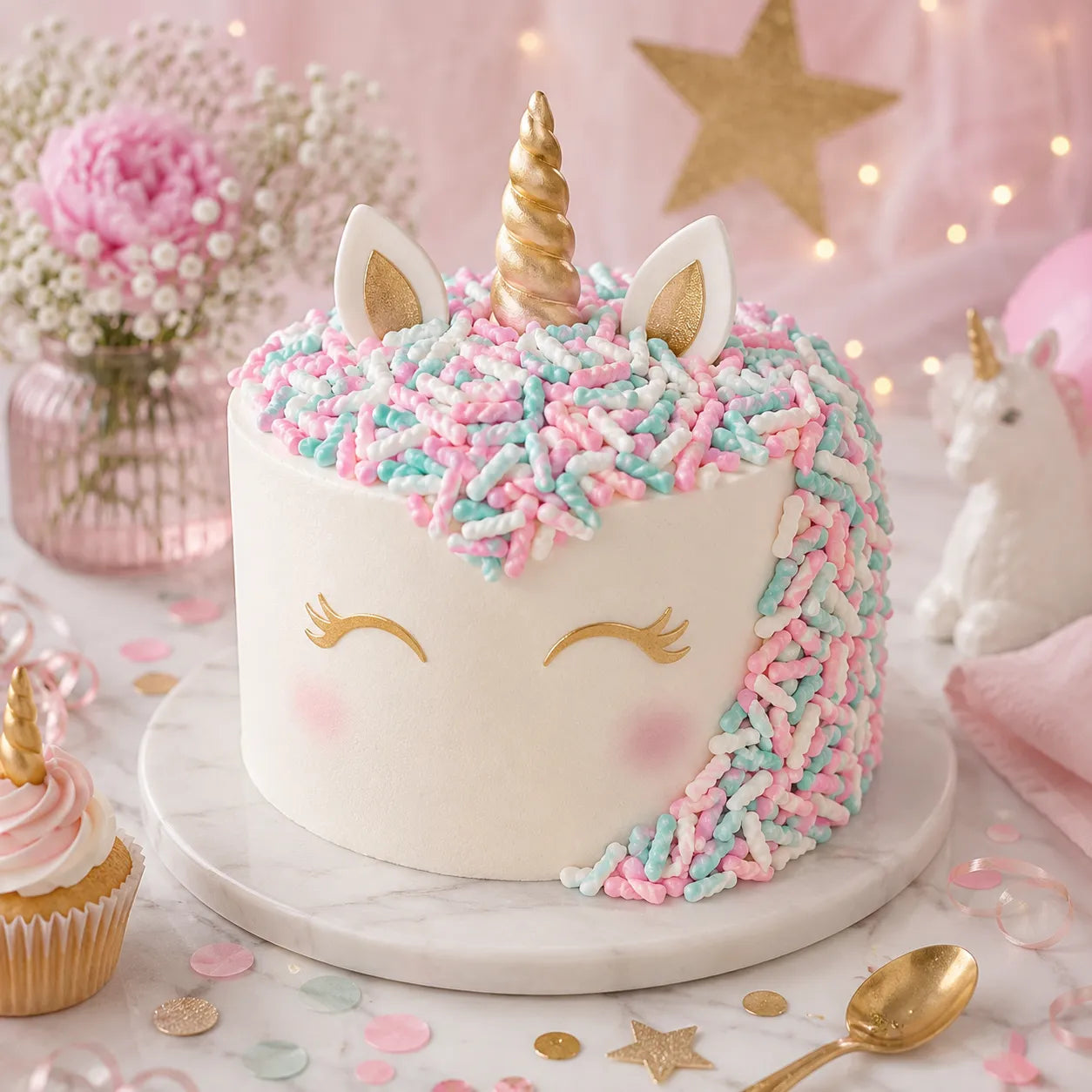 Déco Gâteau Unicorne Comestible