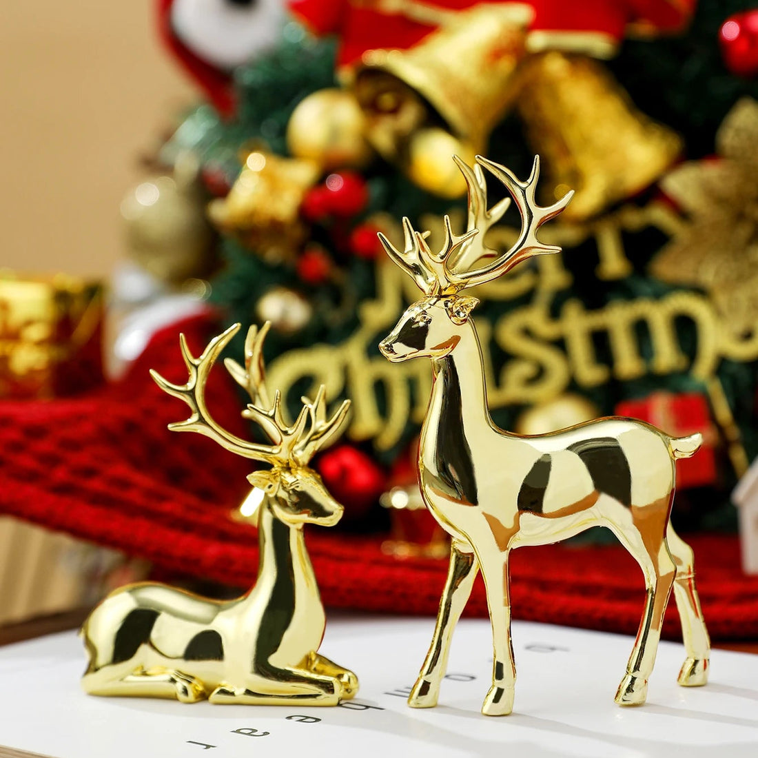 Déco Rennes de Noël Dorés