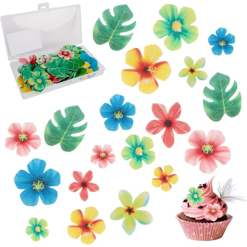 Déco Tropicales Comestibles pour Gâteau Colorées