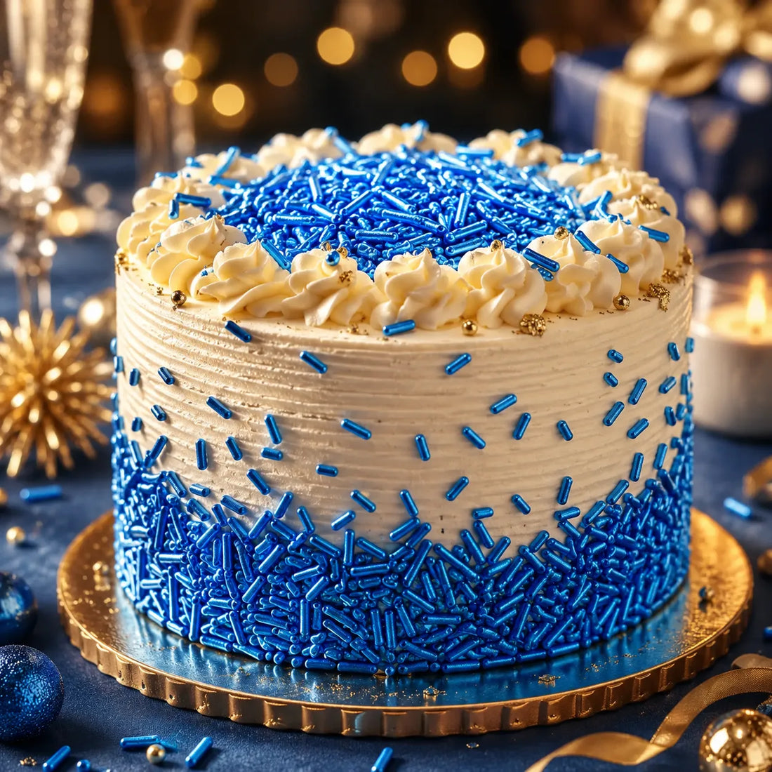 Déco Vermicelle Bleu Gâteau