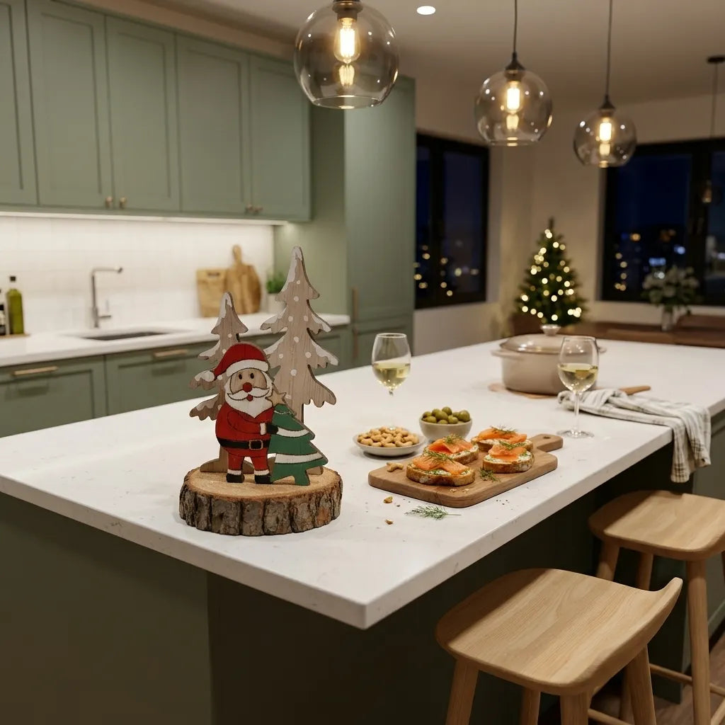Déco de Table Père Noël en Bois Fantaisie
