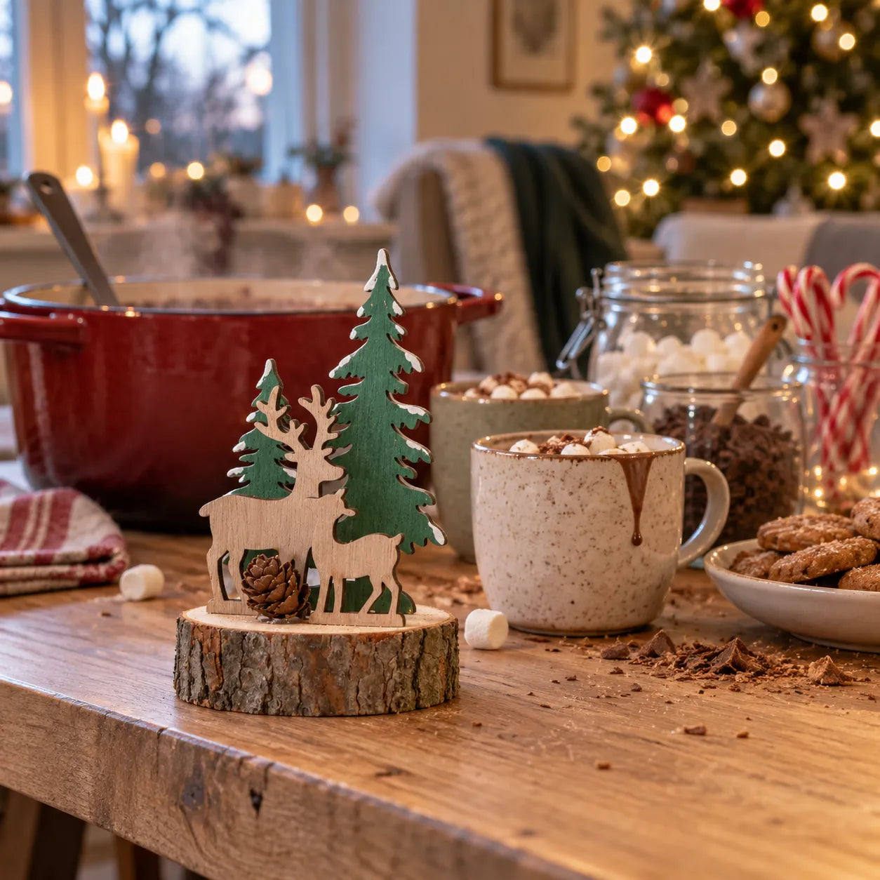 Déco de Table Sapin en Bois Design