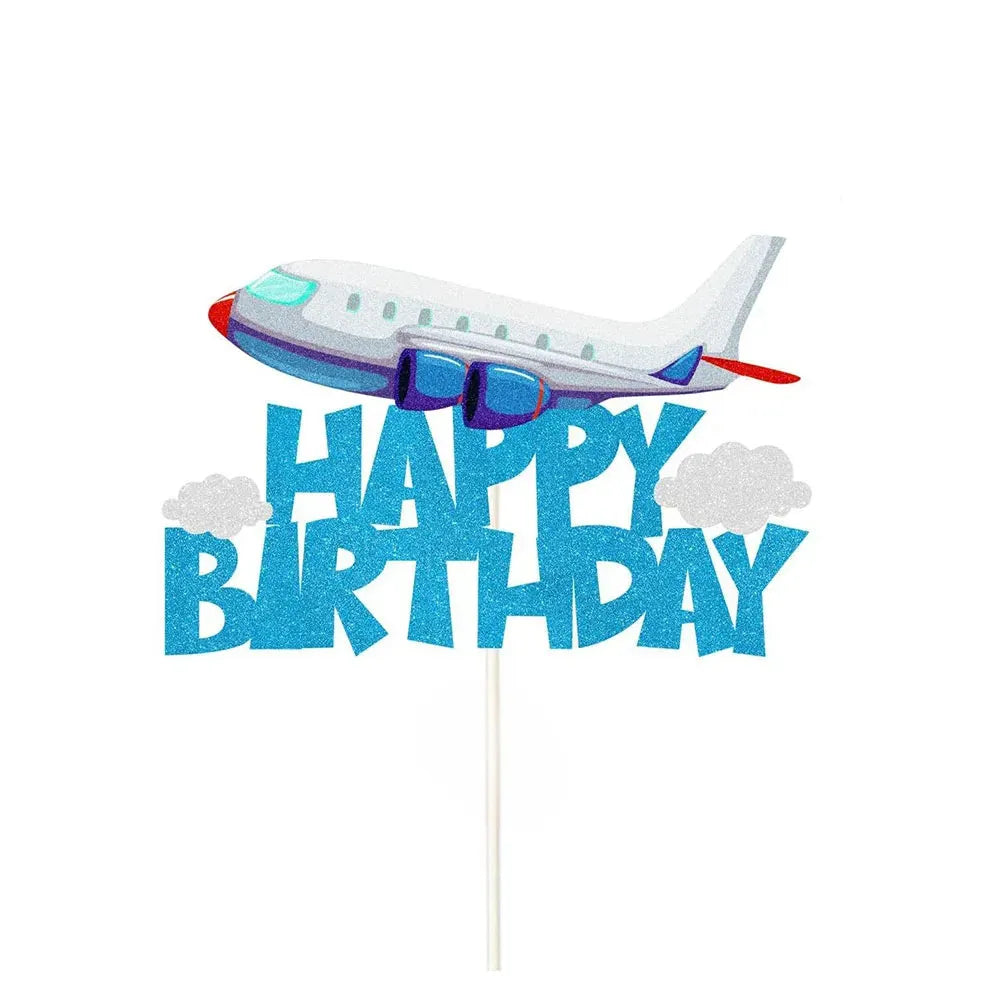Décoration Happy Birthday Avion Bleu2