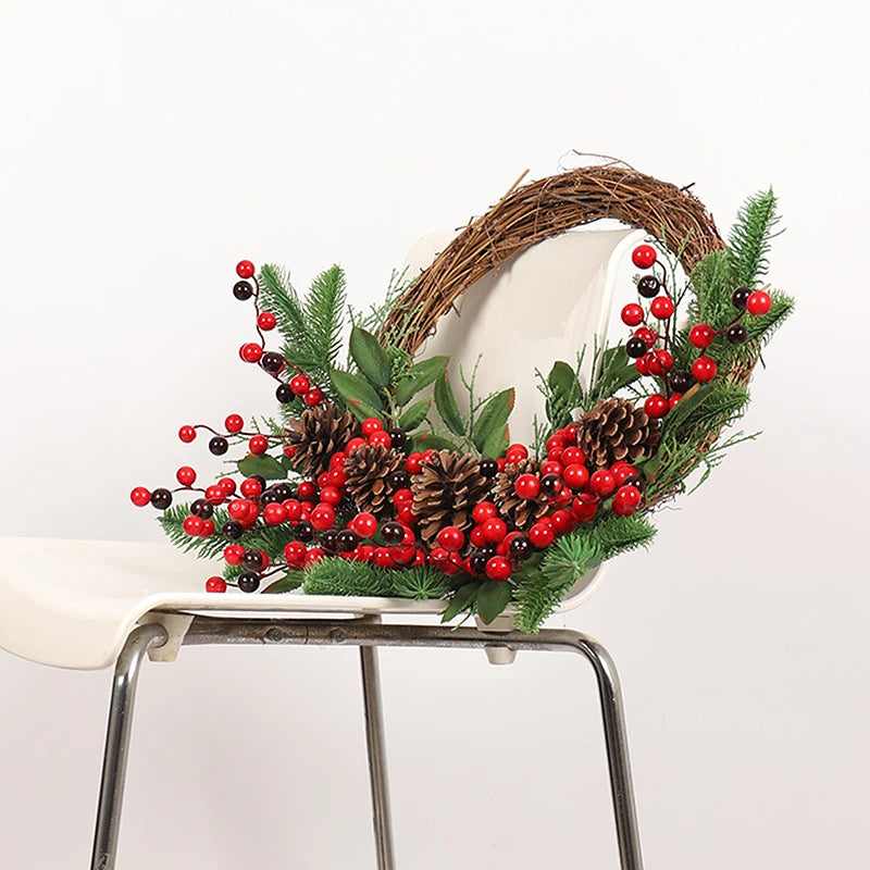 Demi-Couronne Noël en Rotin chic