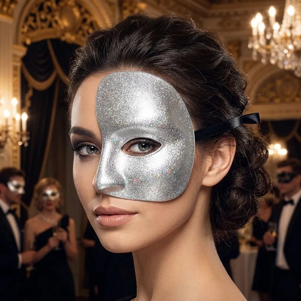 Demi-Masque Halloween Argenté Original