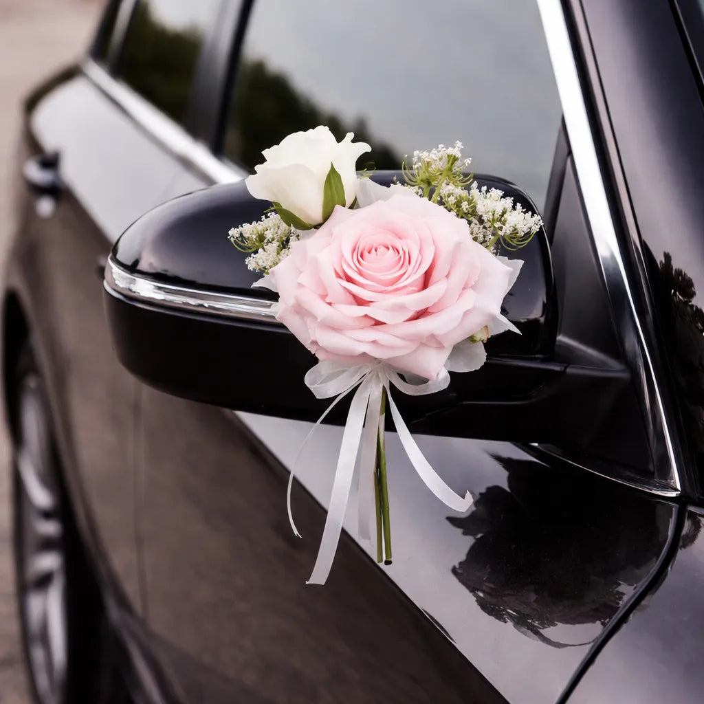 Double Fleurs de Rose Voiture Mariage