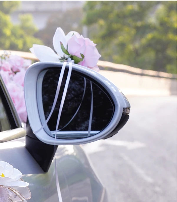 Double Fleurs de Rose Voiture Mariage Chic