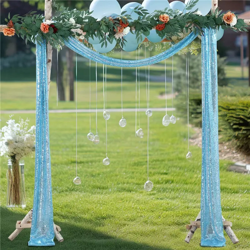 Drapé Arche Mariage Bleu à Sequins Léger