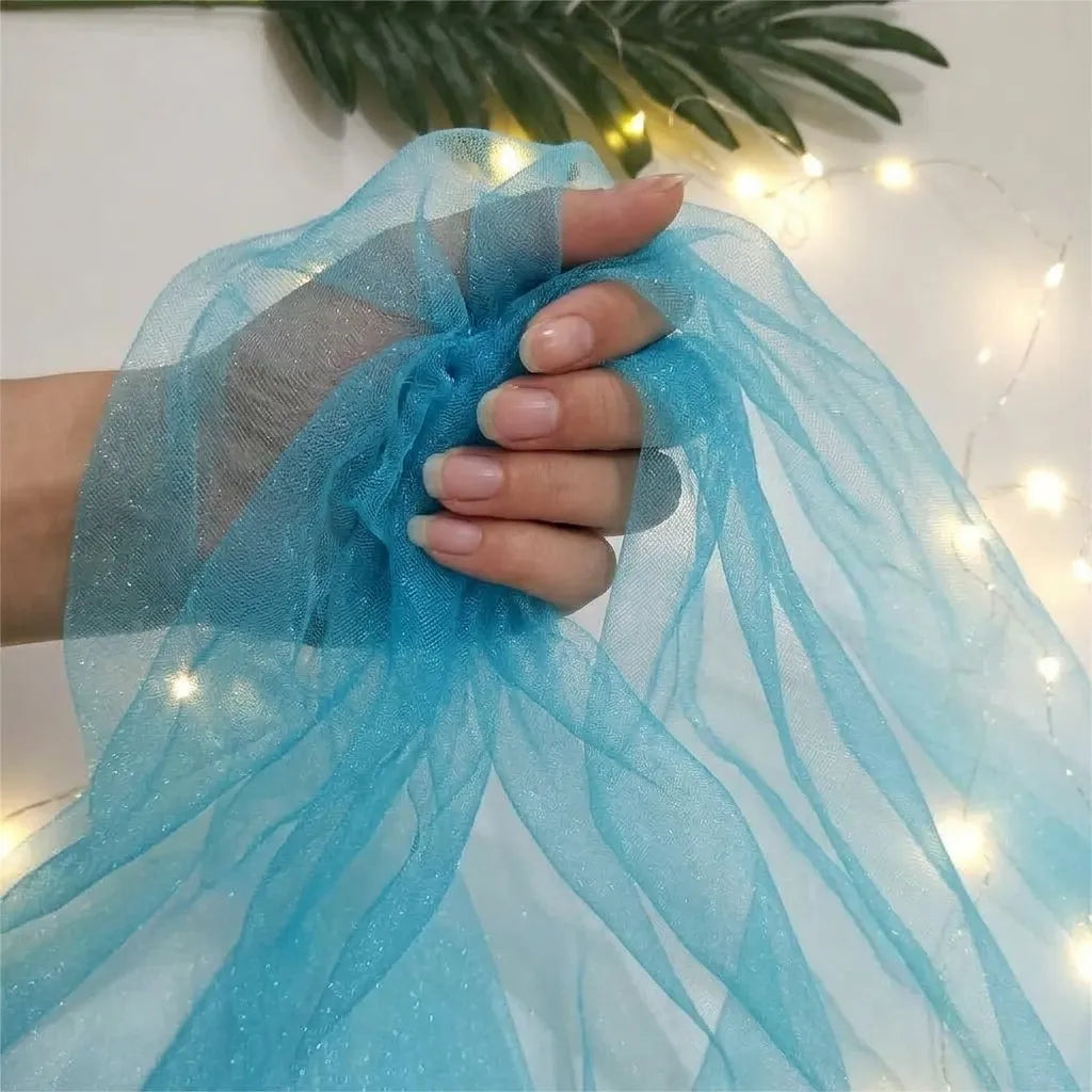 Drapé Arche Mariage Bleu en Organza Vaporeux