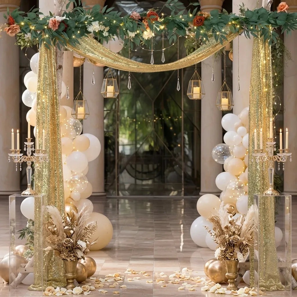 Drapé Arche Mariage Doré Aérien