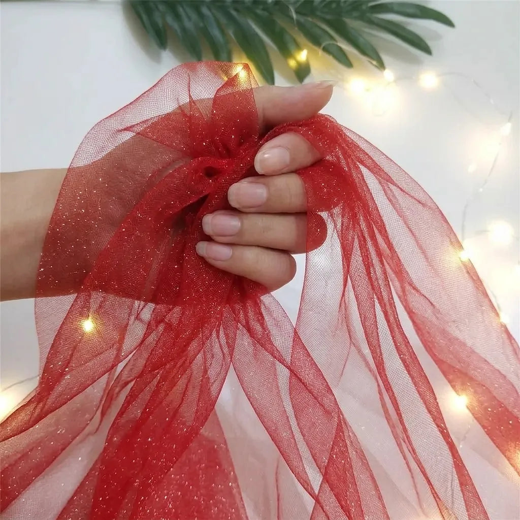 Drapé Arche Mariage Rouge en Organza Léger