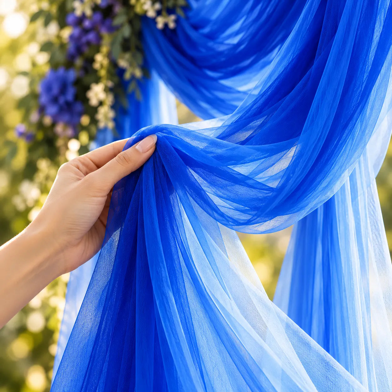 Drapé Bleu en Tulle de Polyester pour Arche raffiné