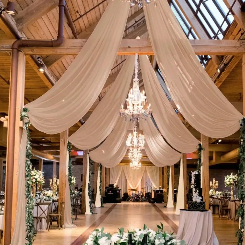 Drapé Plafond Mariage Marron Clair