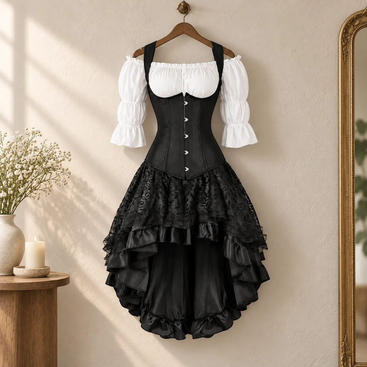 Ensemble Corset Pirate Noire Réaliste