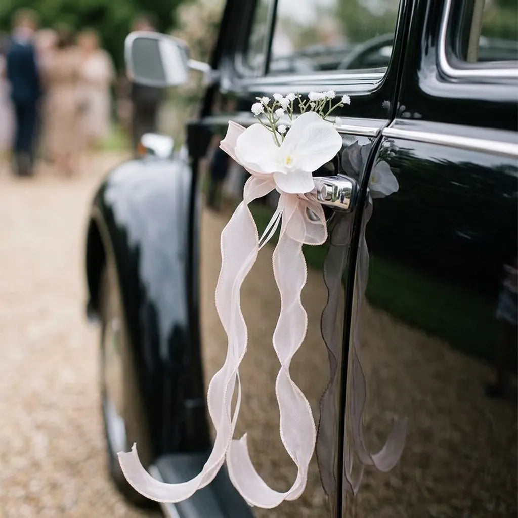 Ensemble Floral Portière Voiture Mariage Somptueux