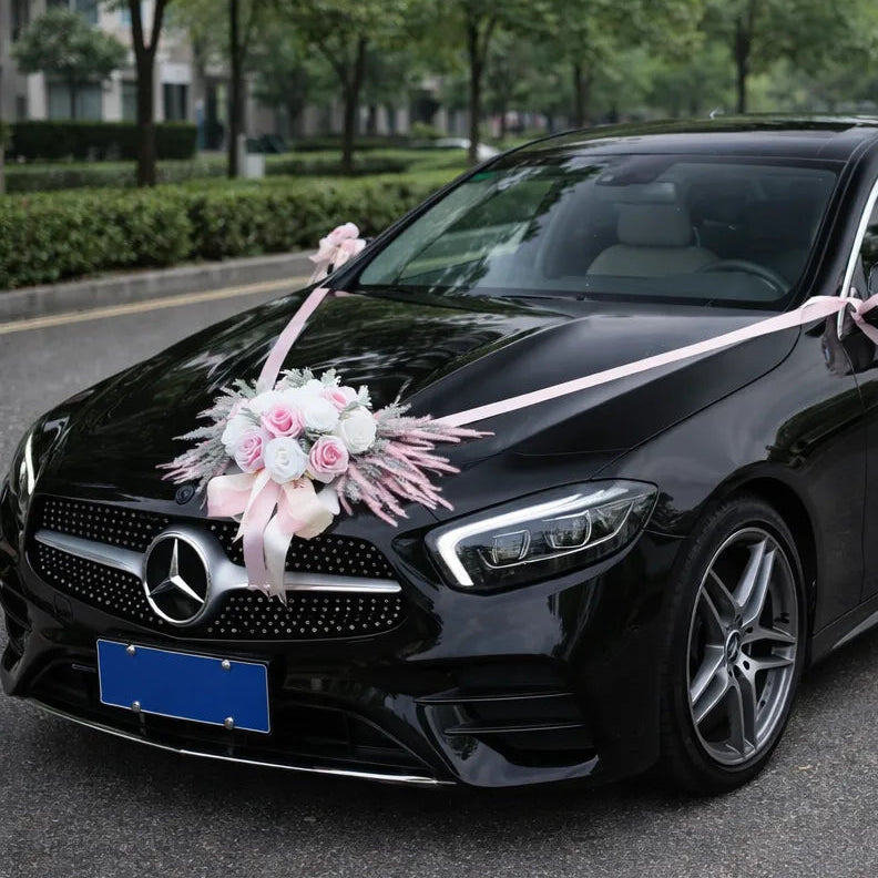Ensemble Floral Rose pour Voiture Mariage