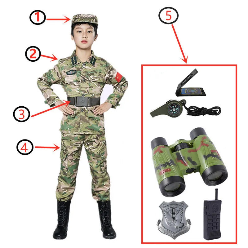 Ensemble Militaire Vert Clair stylé avec accessoires