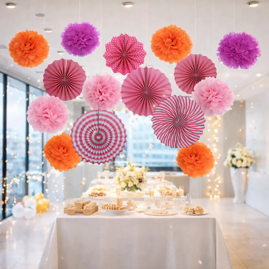 Ensemble de Pompons Déco Colorés 