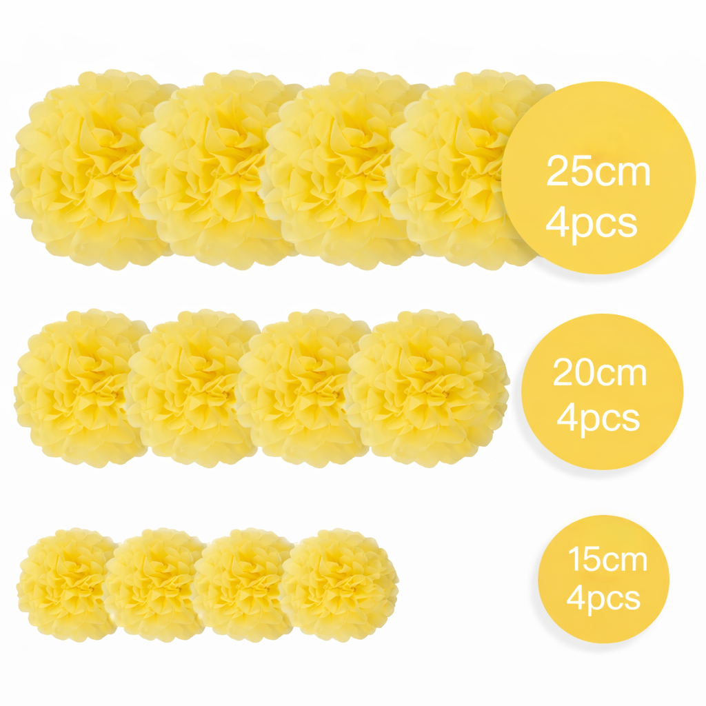 Ensemble de Pompons Festifs Jaune Diamètre
