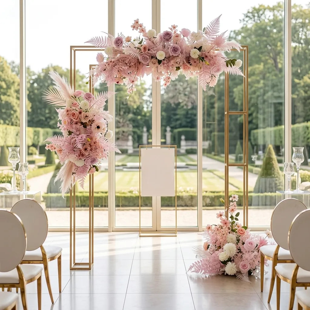 Fausses Fleurs Roses pour Arche Mariage Minimaliste