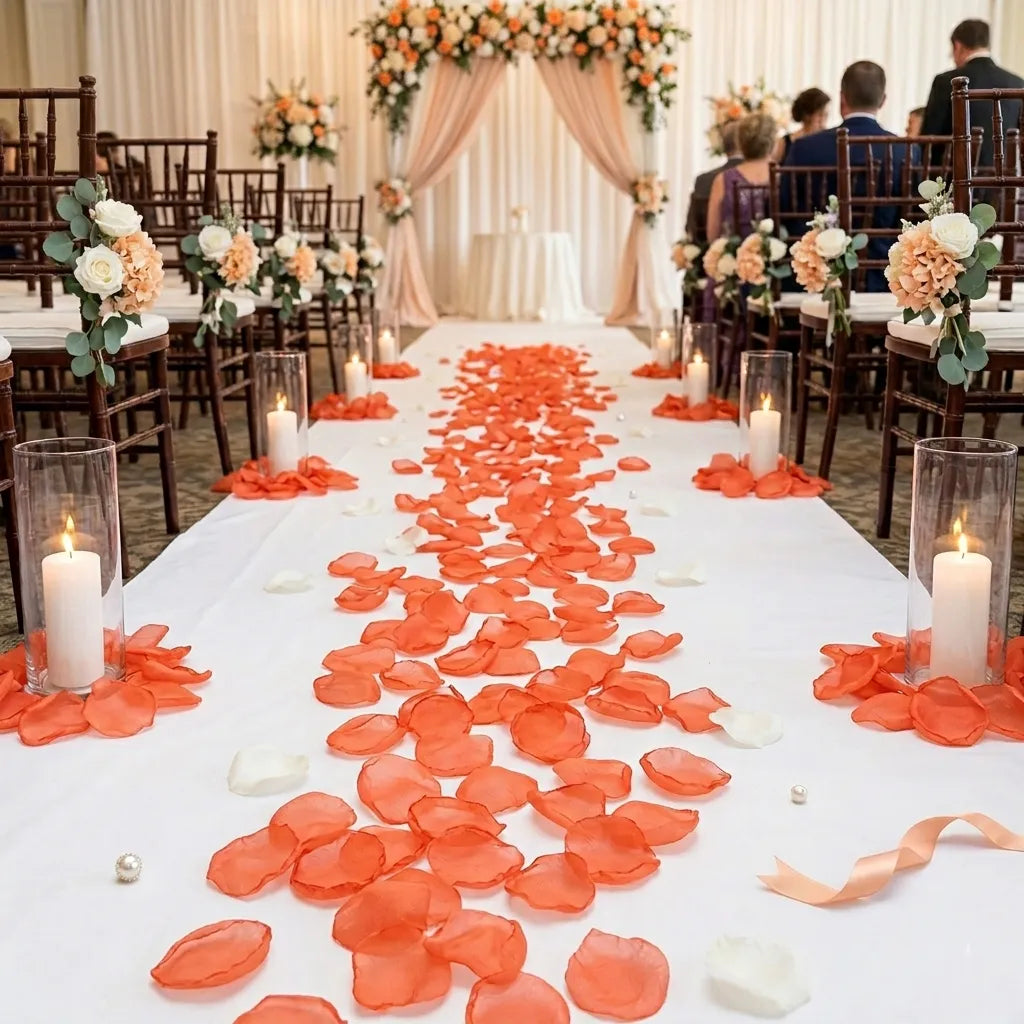 Faux Pétales Mariage Oranges Unique