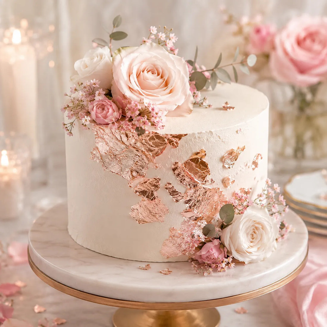 Feuilles d’or Rose Gold Pour Gâteau