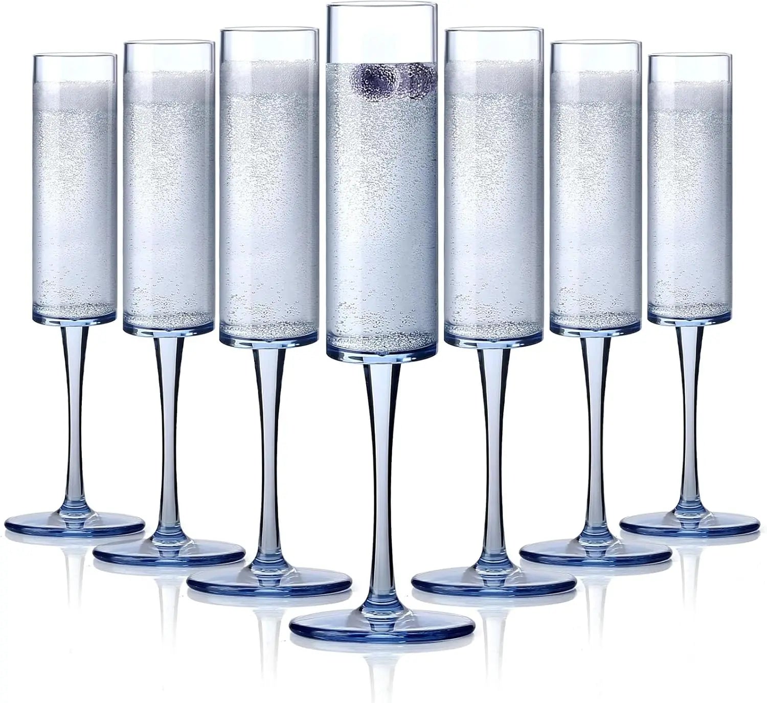 Flûte à Champagne Mariage Bleu en Plastique Unique