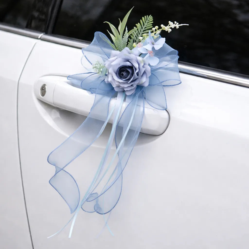 Fleur Bleue à Ruban pour Voiture Unique