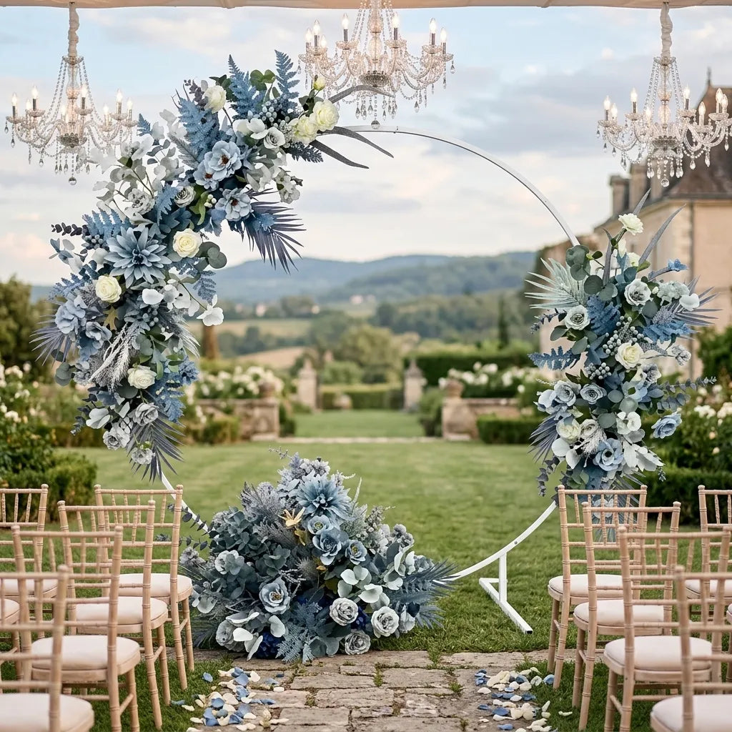Fleurs  Arche Mariage Bleues Minimaliste