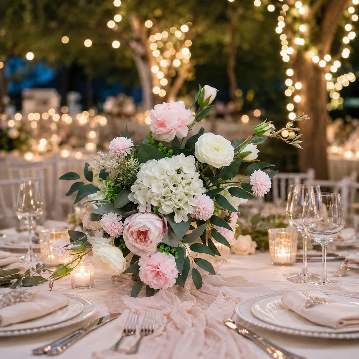 Fleurs Centre de Table Roses et Blanches original