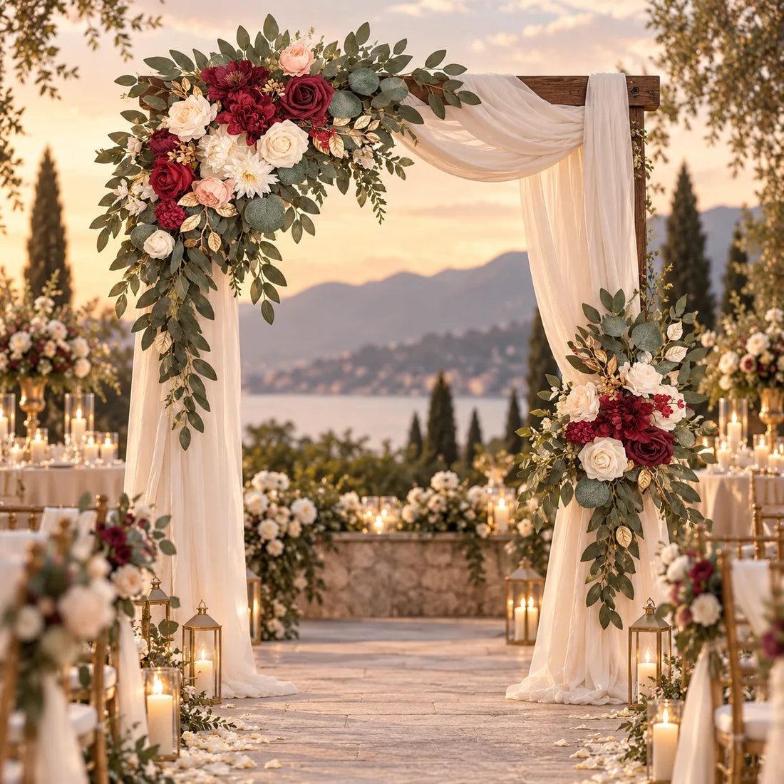 Fleurs Déco Arc Mariage Rouges original