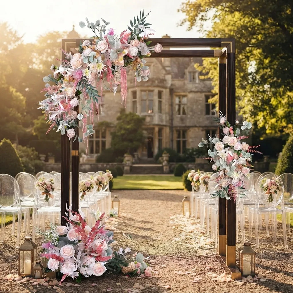 Fleurs Roses Artificielles Elégantes pour Arche Minimaliste