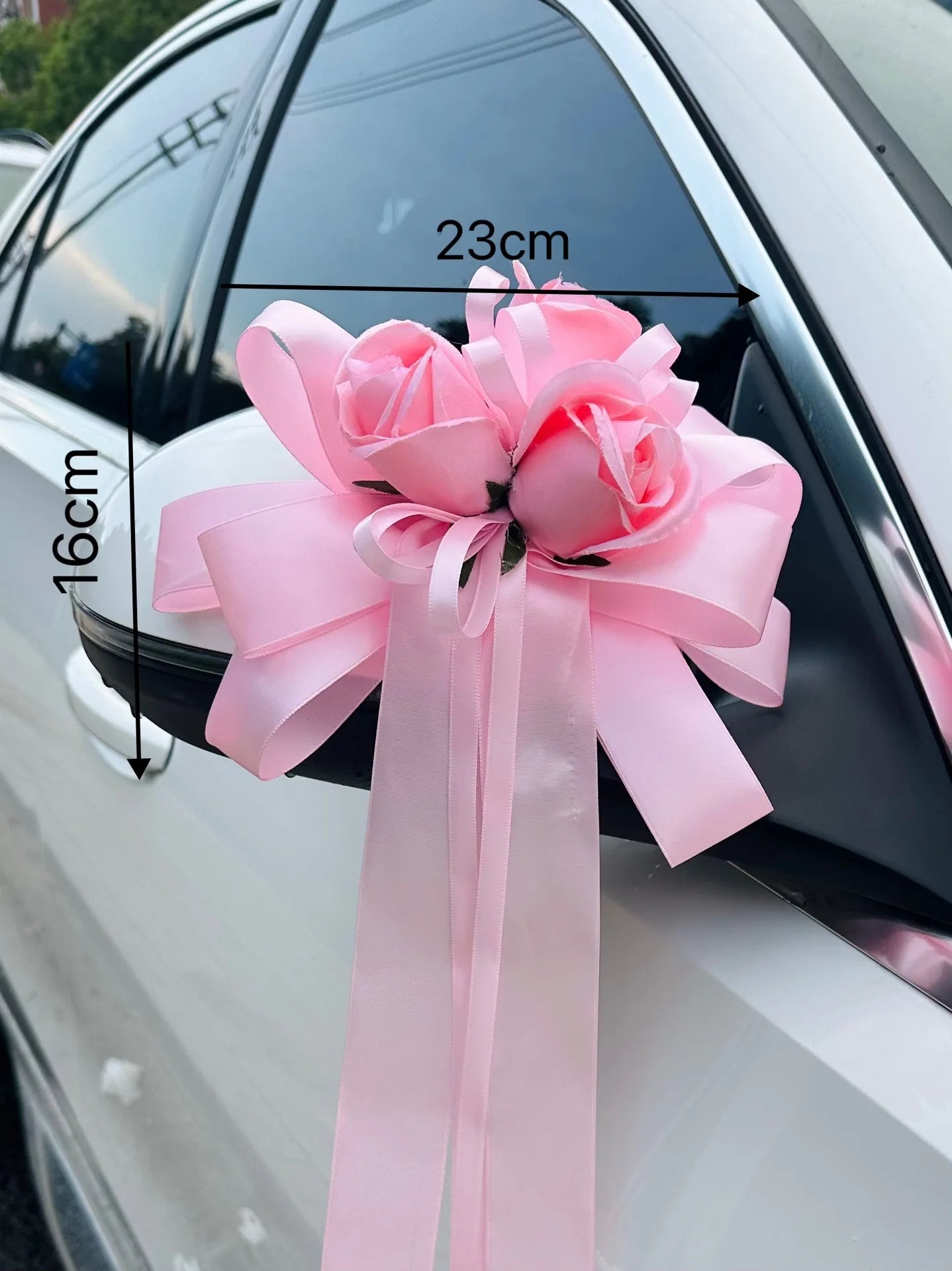 Fleurs Roses à Nœud Déco Voiture Mariage Unique